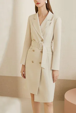 Long Sleeve Irregular Lapel Midi Dress
