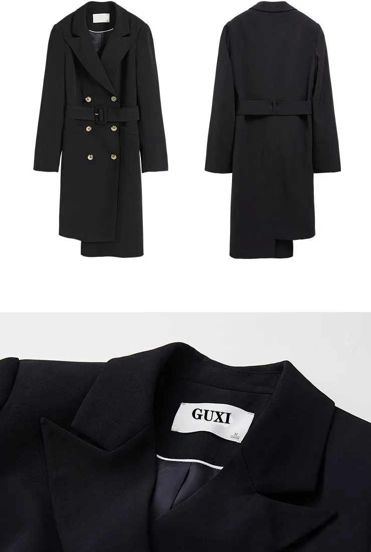 Long Sleeve Irregular Lapel Midi Dress