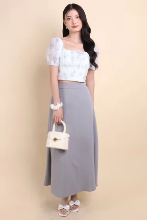 LUNA MAXI SKIRT IN GREY BLUE
