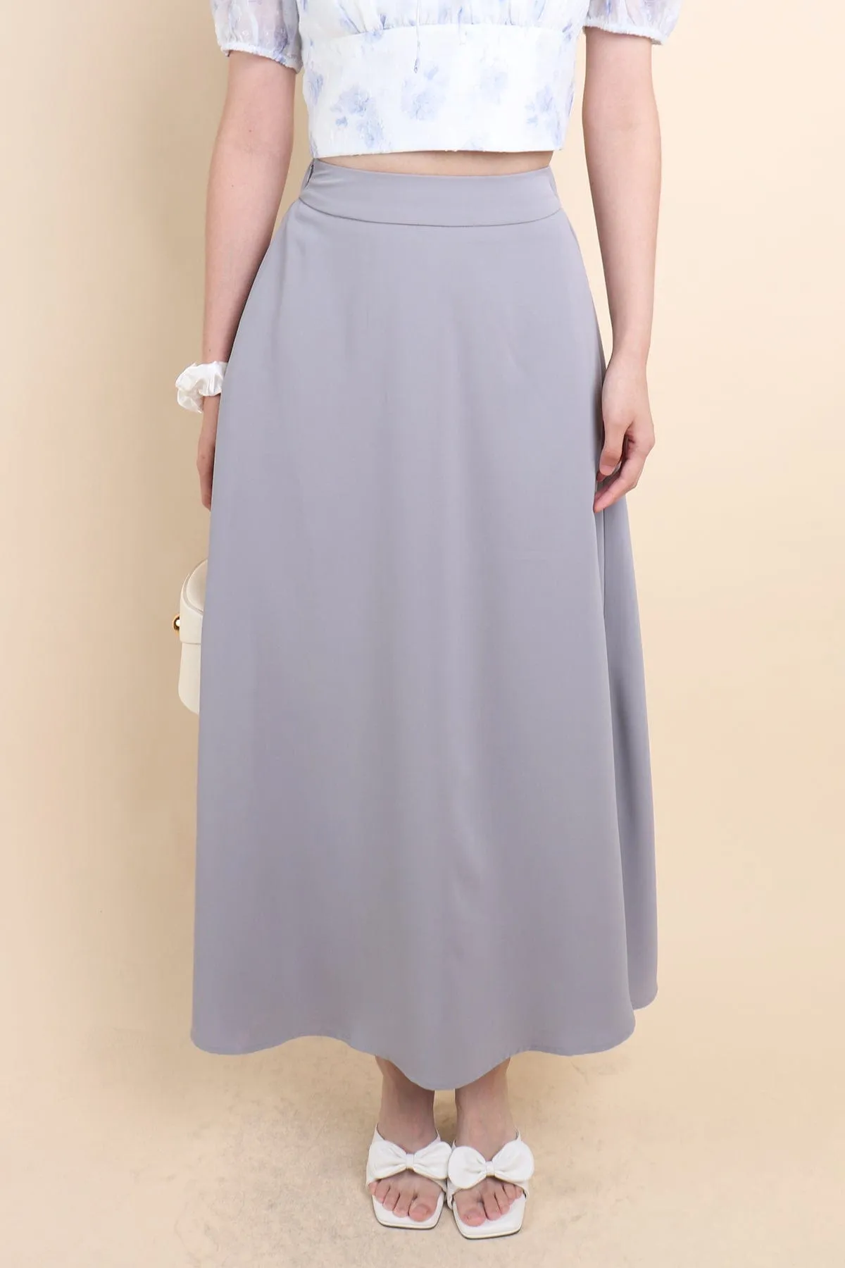 LUNA MAXI SKIRT IN GREY BLUE