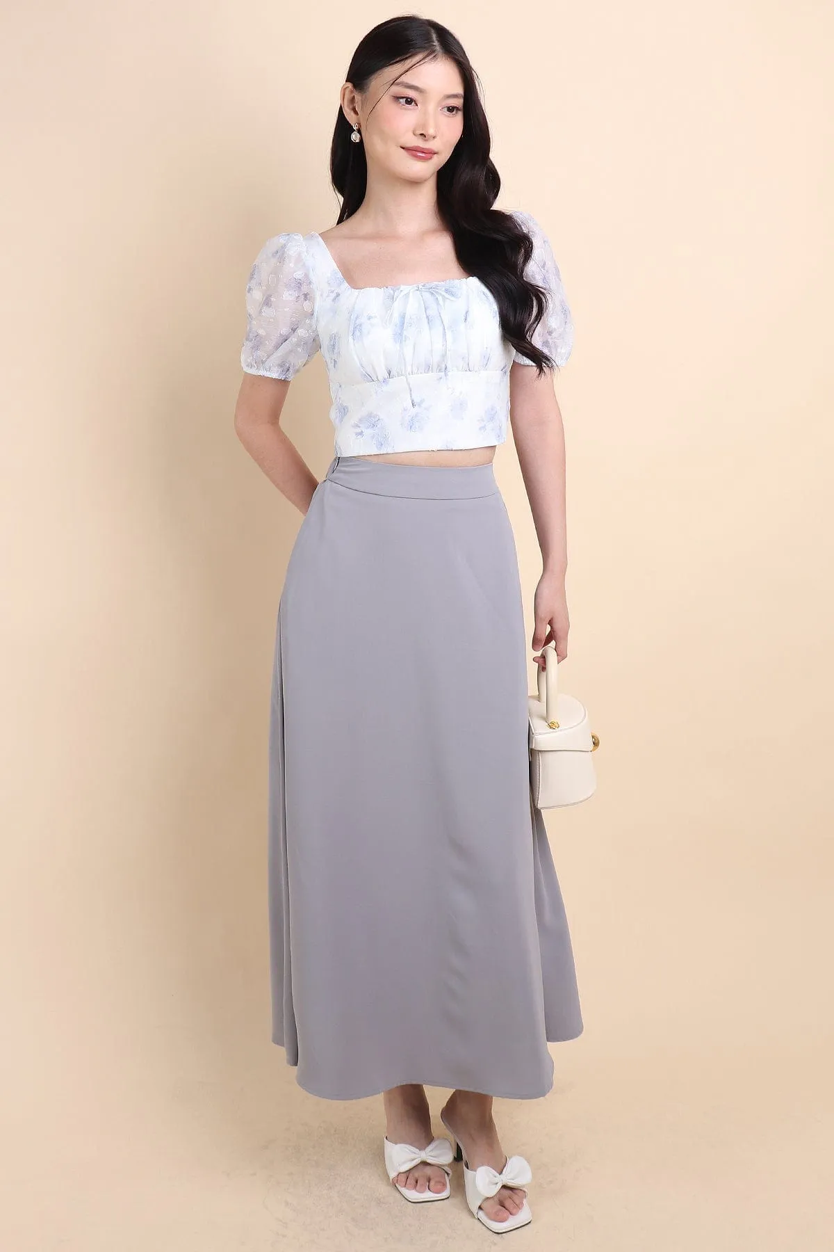 LUNA MAXI SKIRT IN GREY BLUE