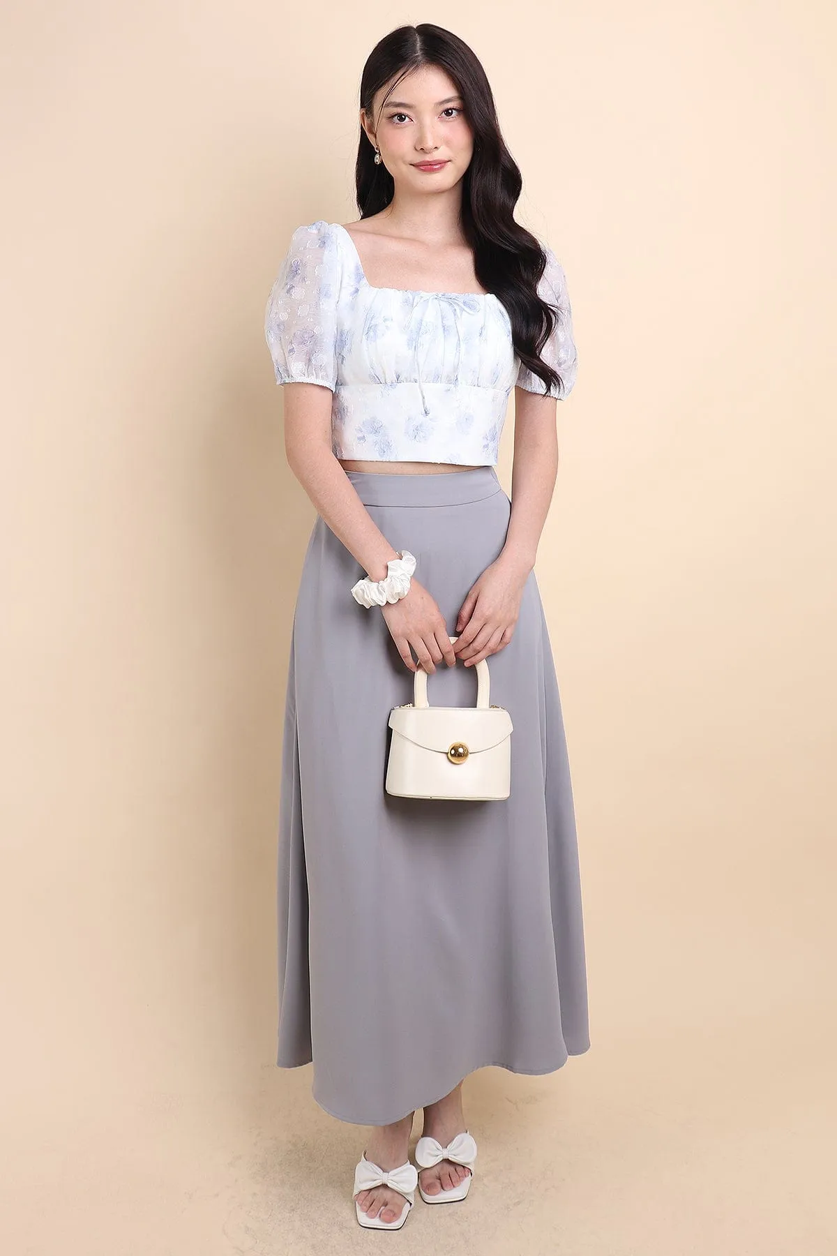 LUNA MAXI SKIRT IN GREY BLUE