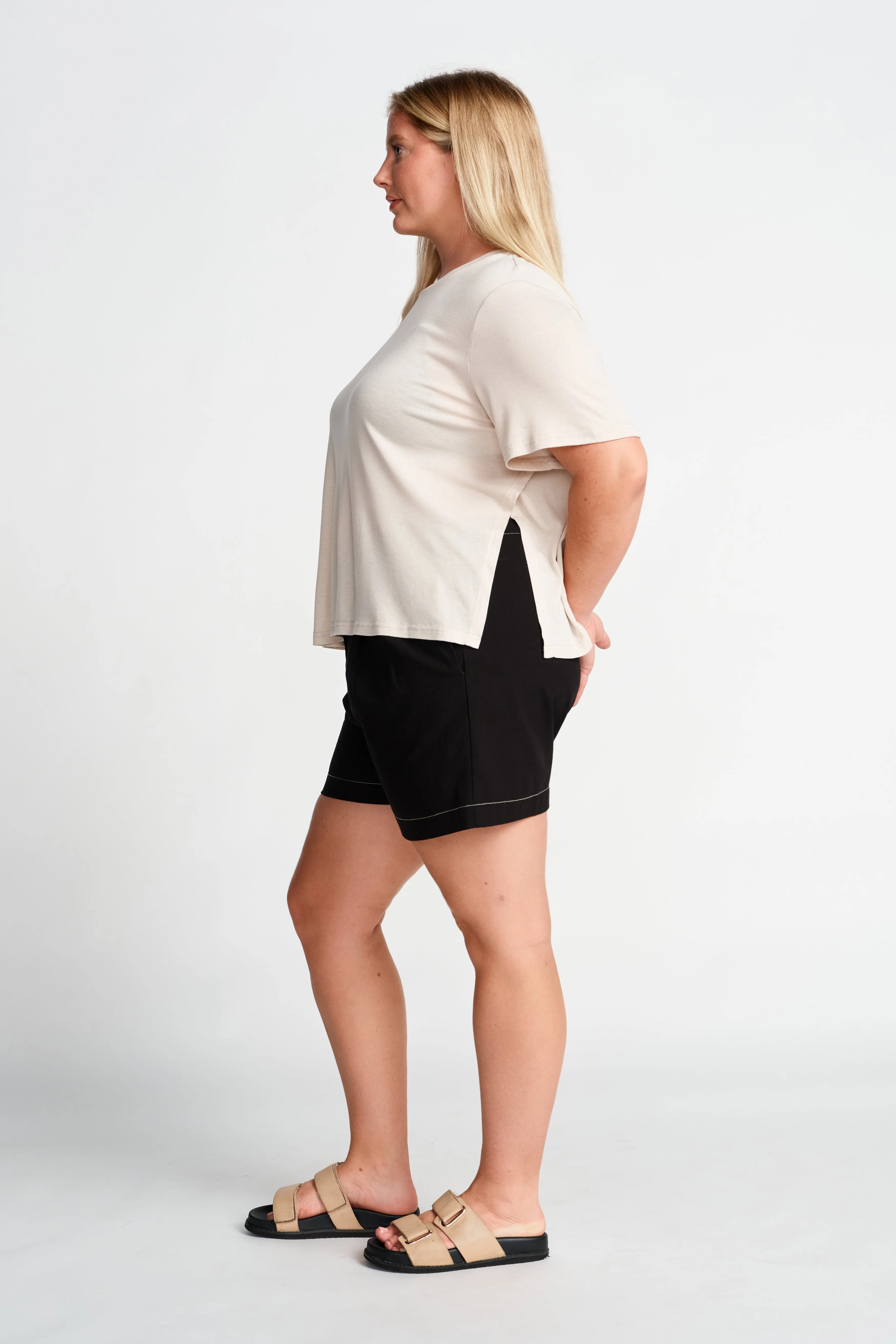 Marly Side-Wrap Tee - Stone