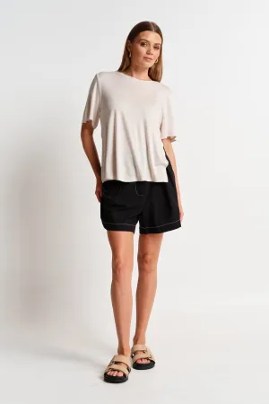Marly Side-Wrap Tee - Stone