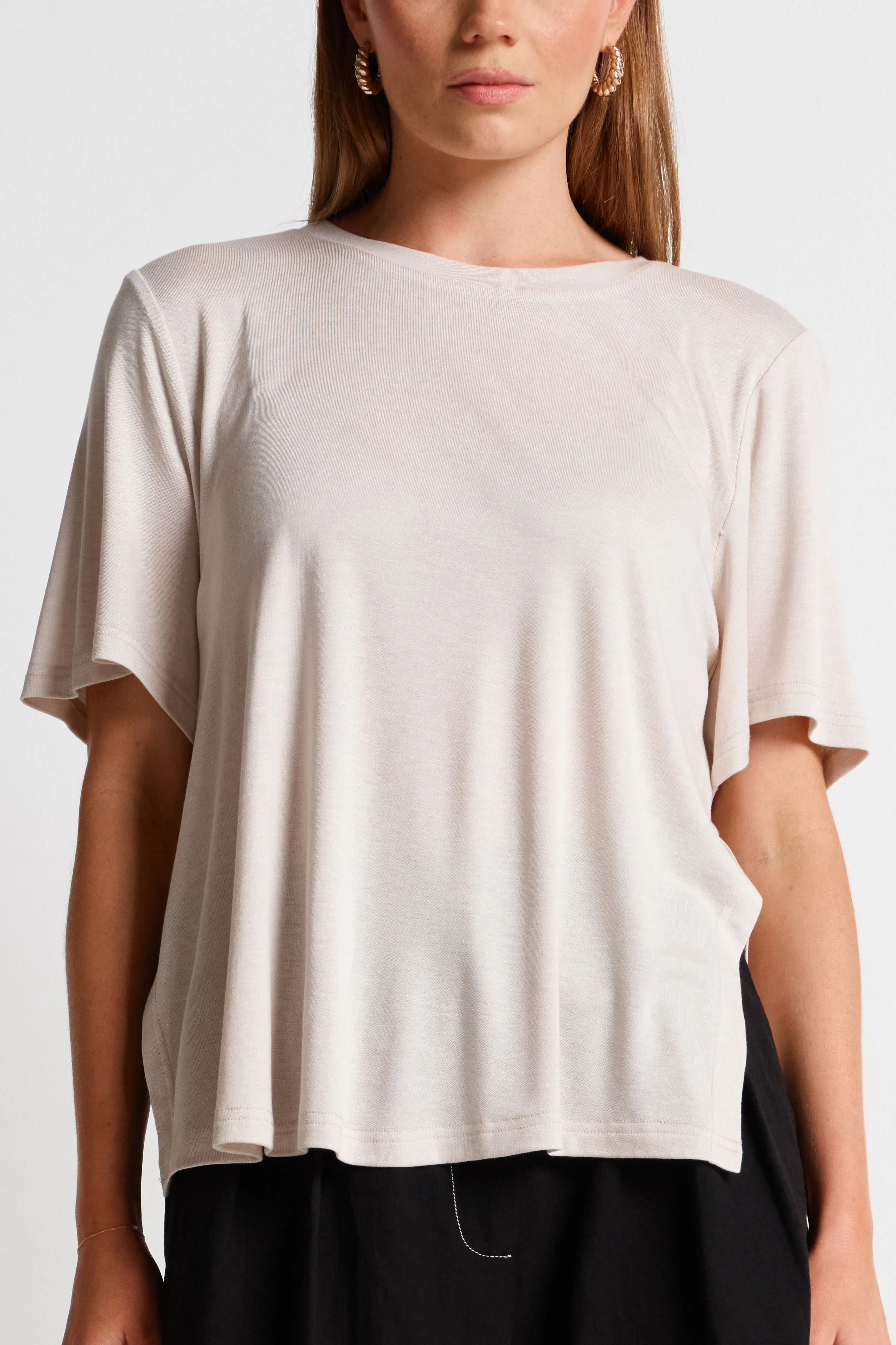 Marly Side-Wrap Tee - Stone