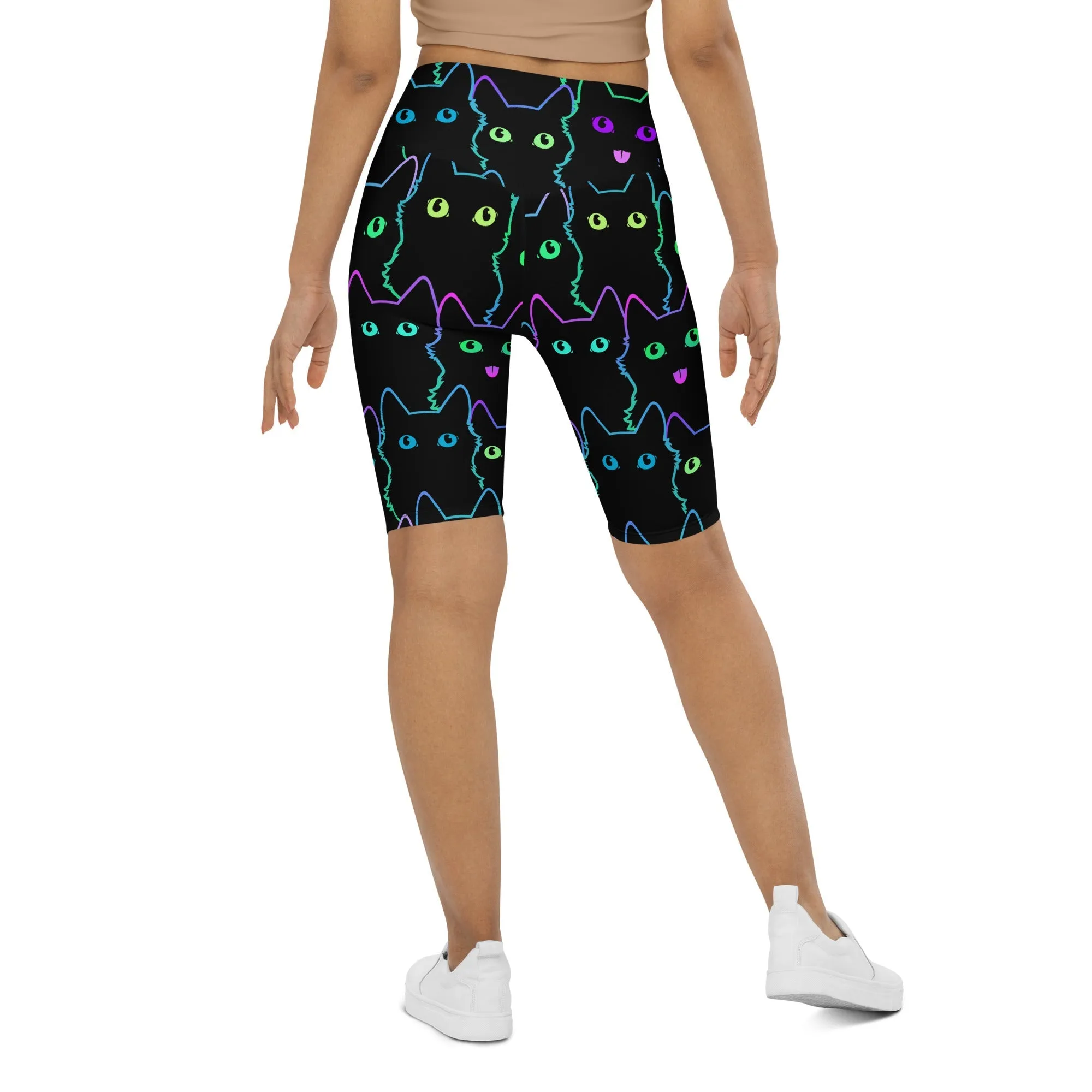 Mystic Halloween Cats Biker Shorts