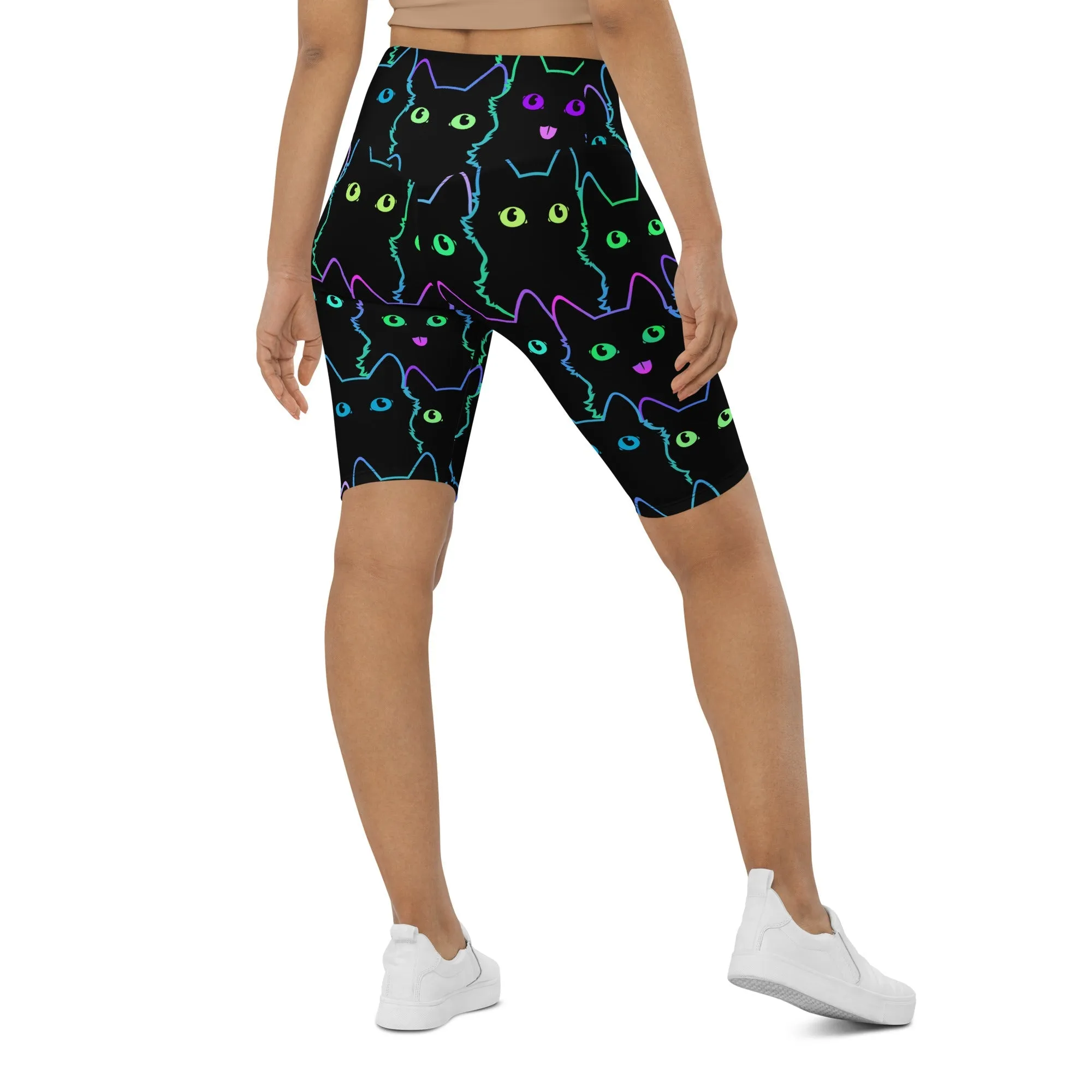 Mystic Halloween Cats Biker Shorts