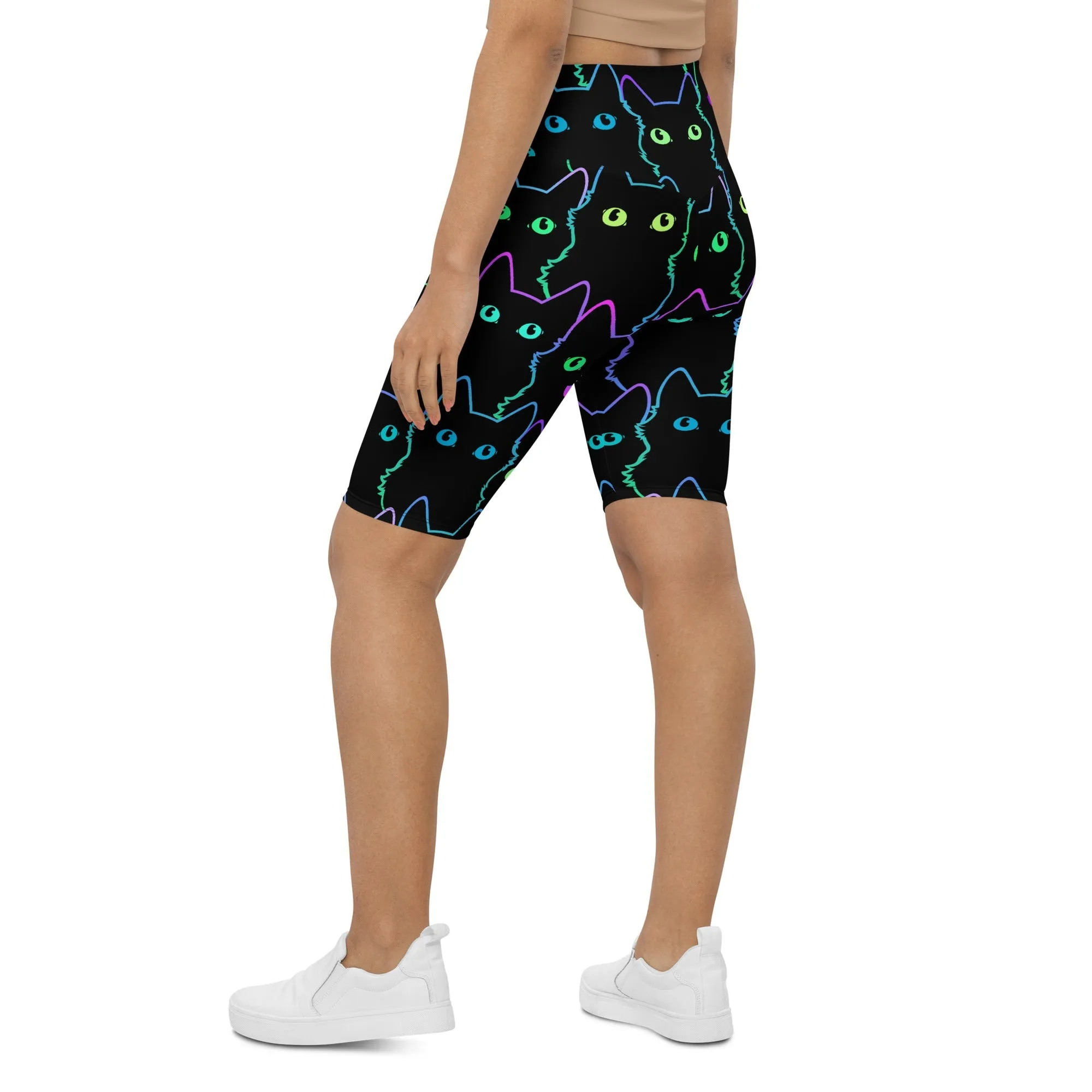 Mystic Halloween Cats Biker Shorts
