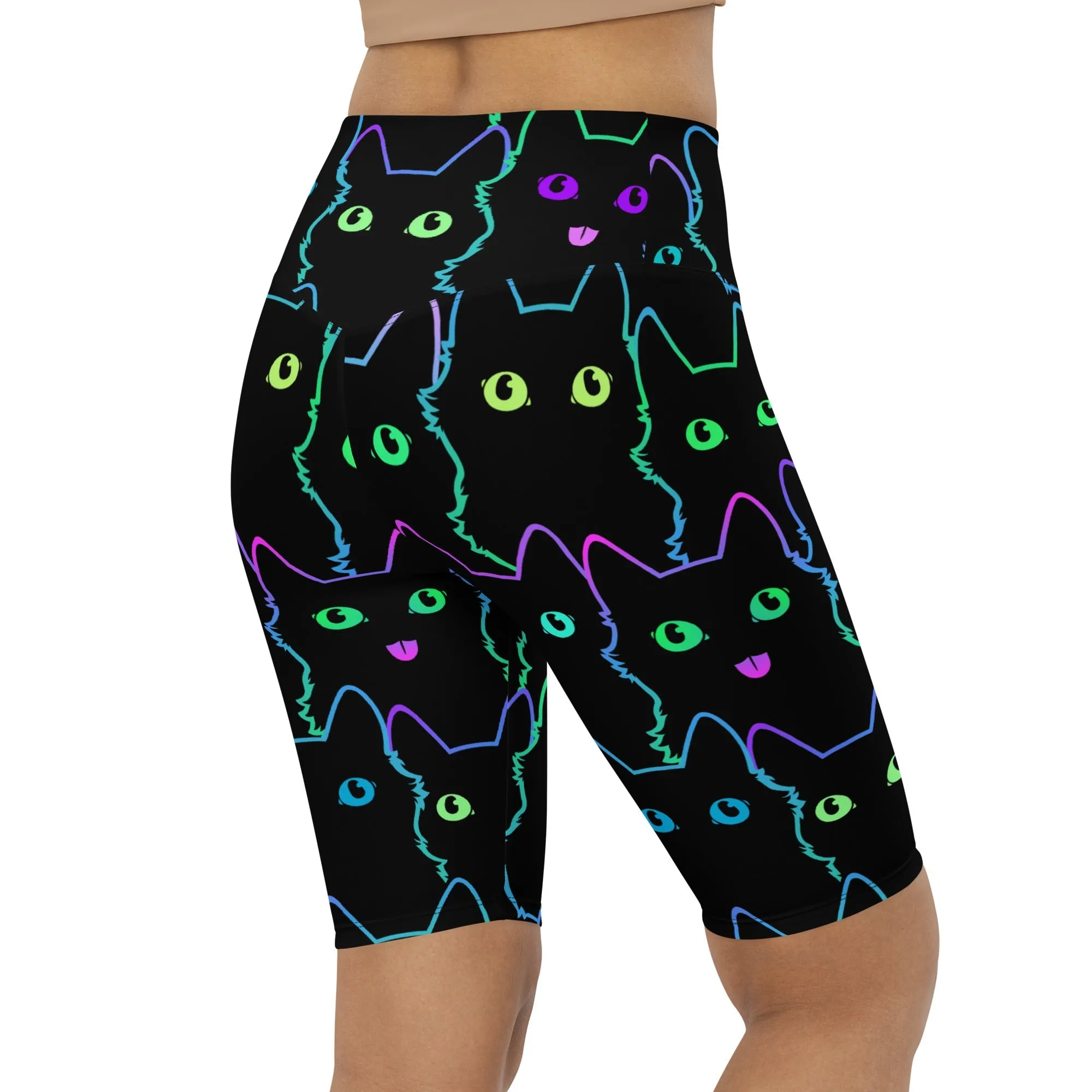 Mystic Halloween Cats Biker Shorts