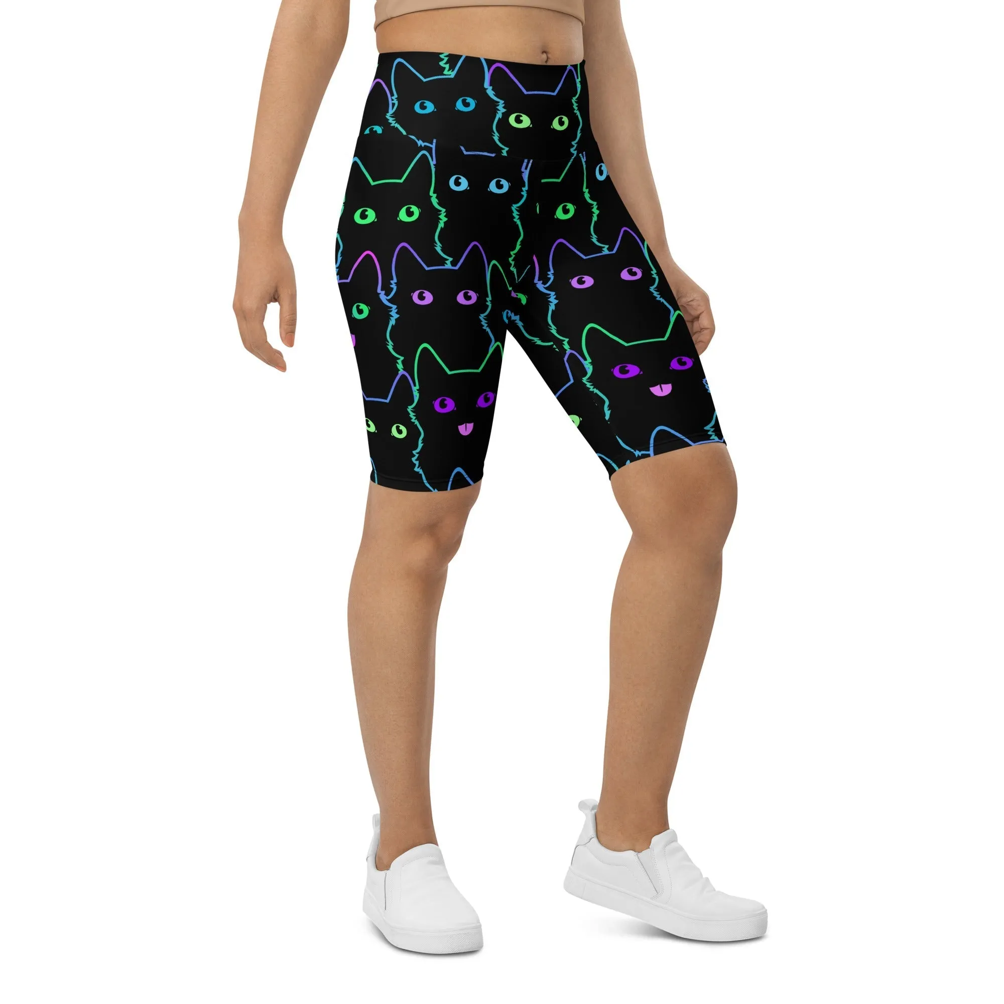 Mystic Halloween Cats Biker Shorts