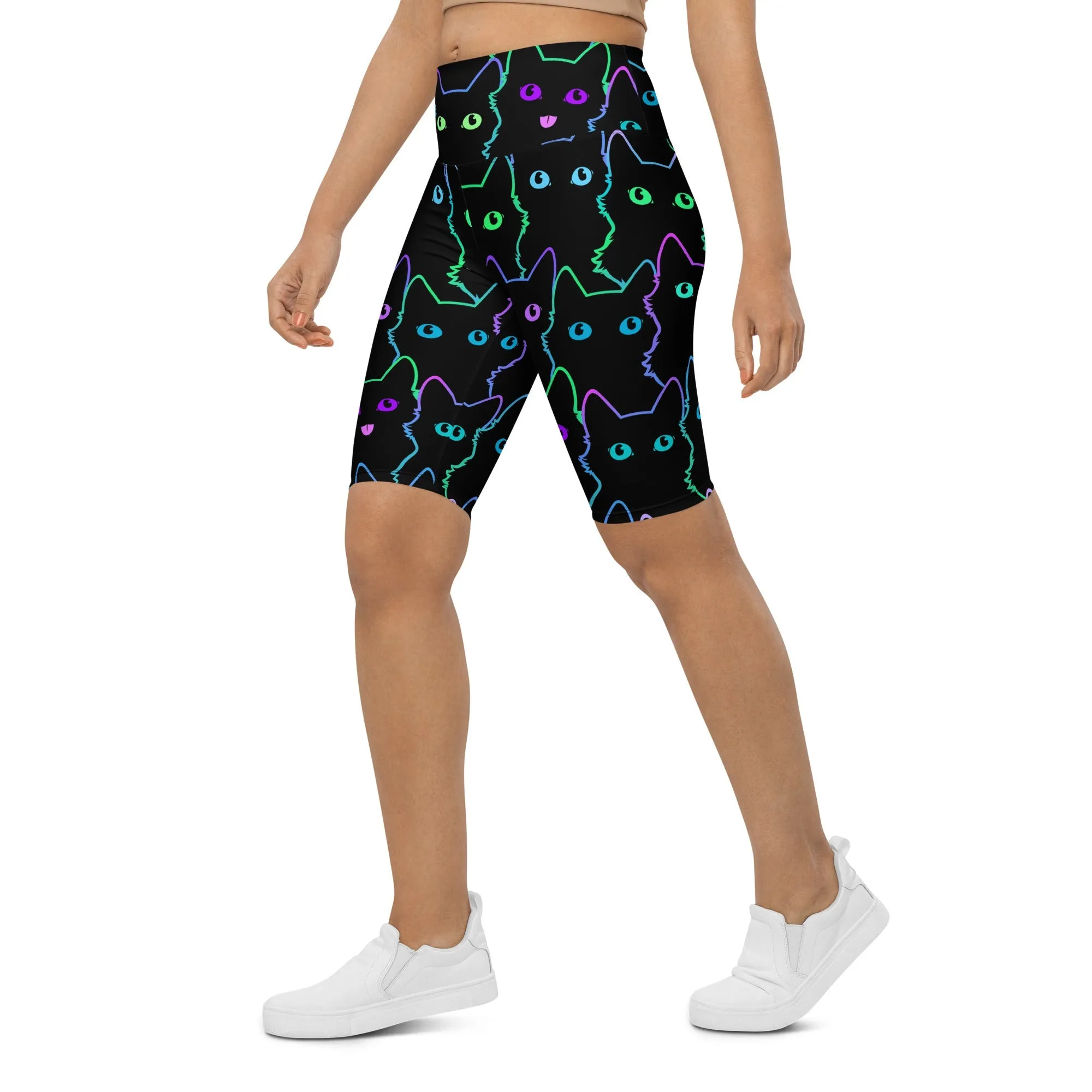 Mystic Halloween Cats Biker Shorts