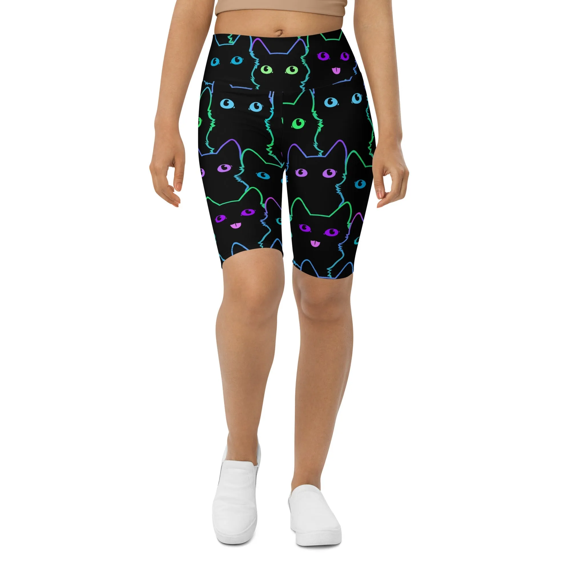 Mystic Halloween Cats Biker Shorts