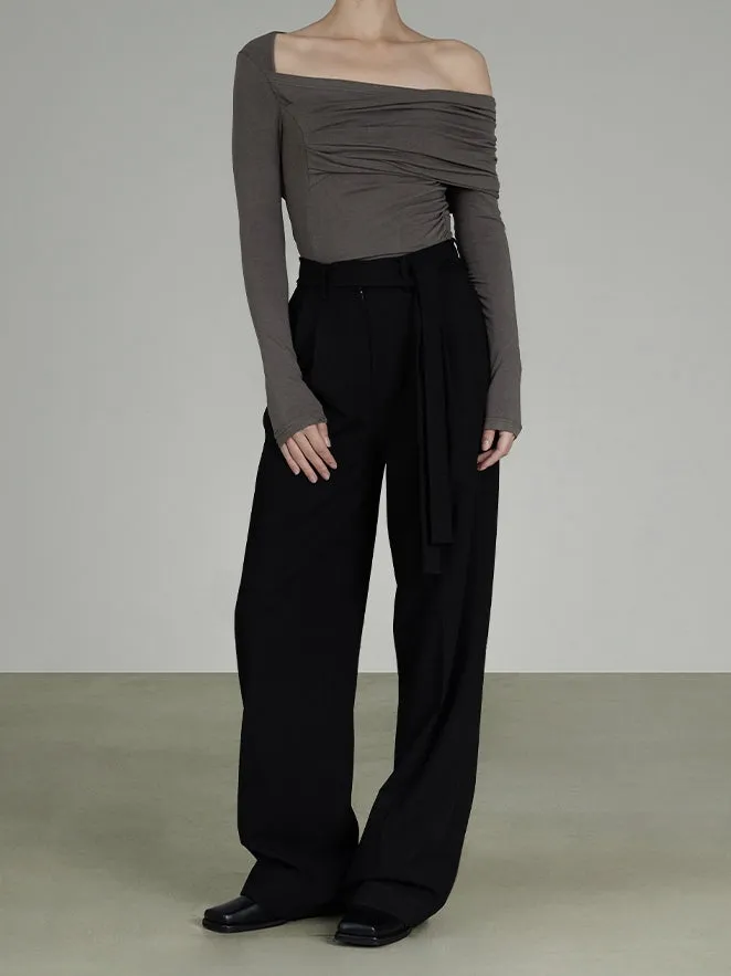 Off-shoulder Wrinkled Classy Chic Cutsew