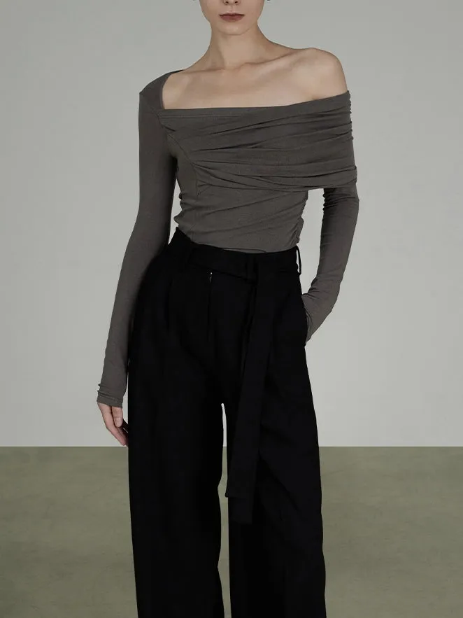 Off-shoulder Wrinkled Classy Chic Cutsew