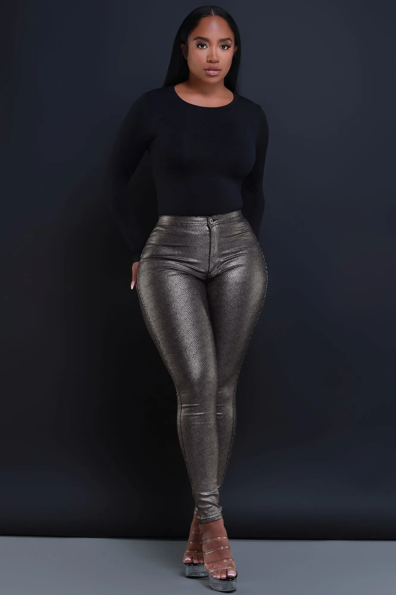 One Night Metallic High Rise Pants - Silver