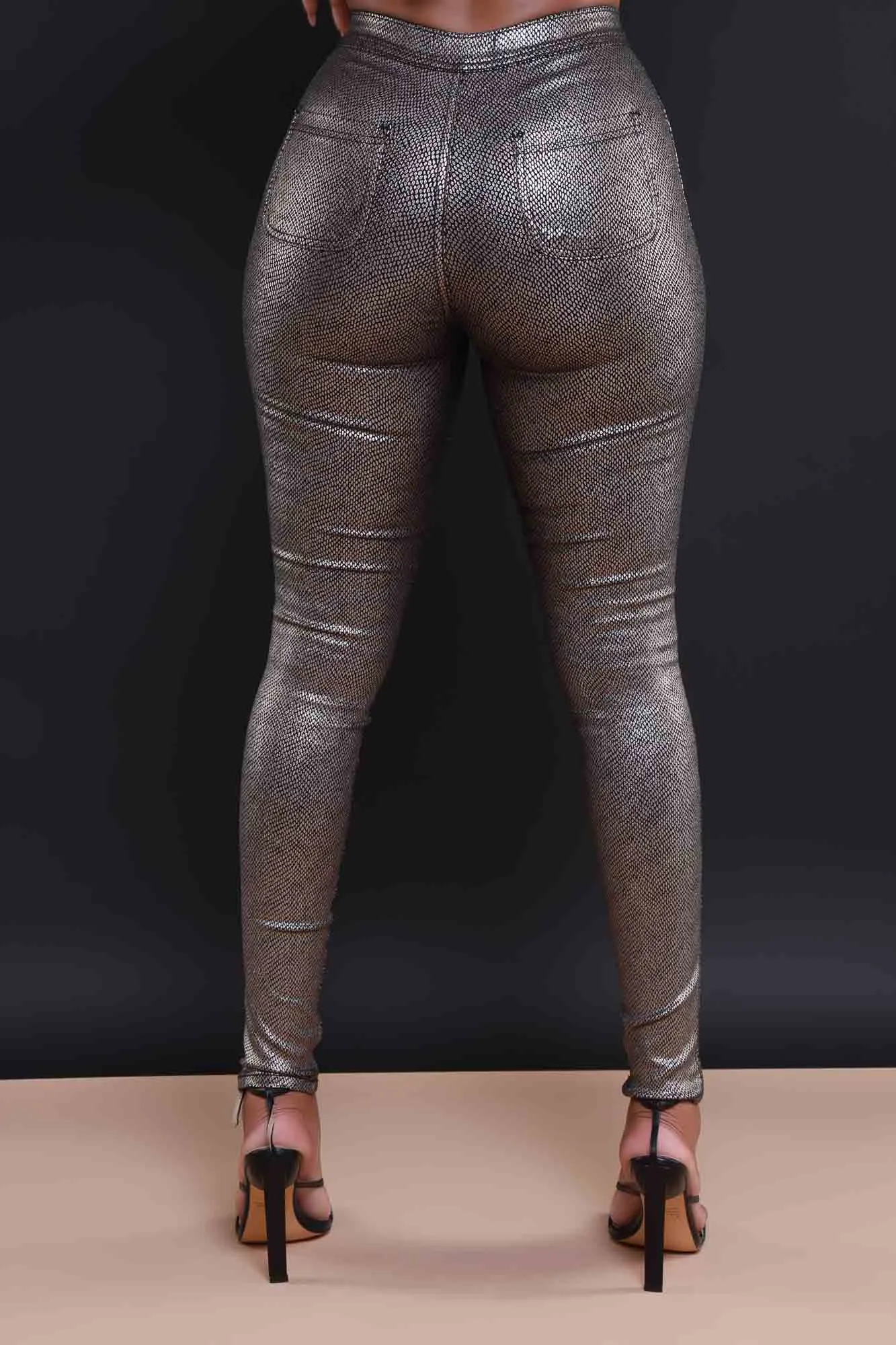 One Night Metallic High Rise Pants - Silver