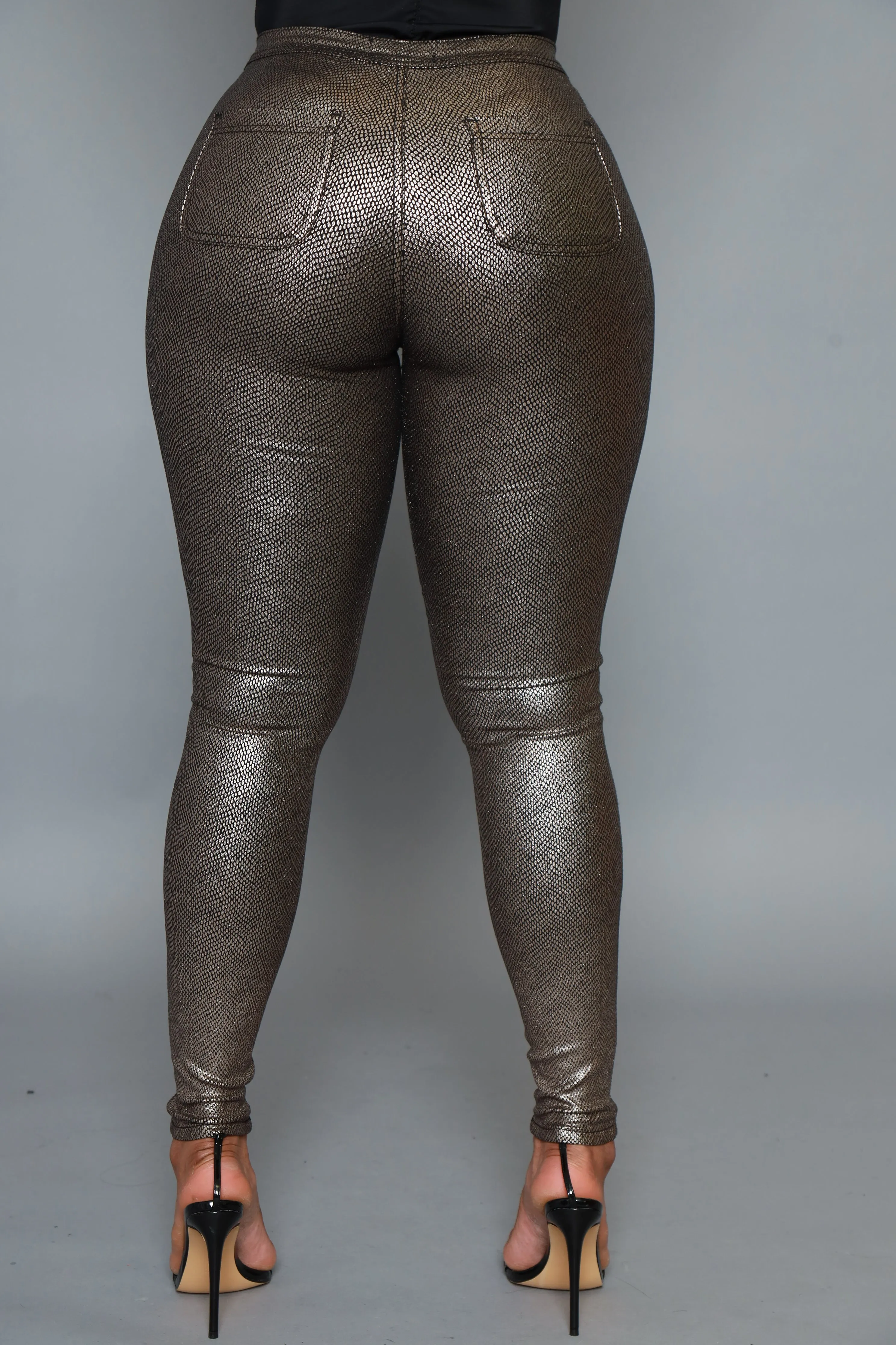 One Night Metallic High Rise Pants - Silver