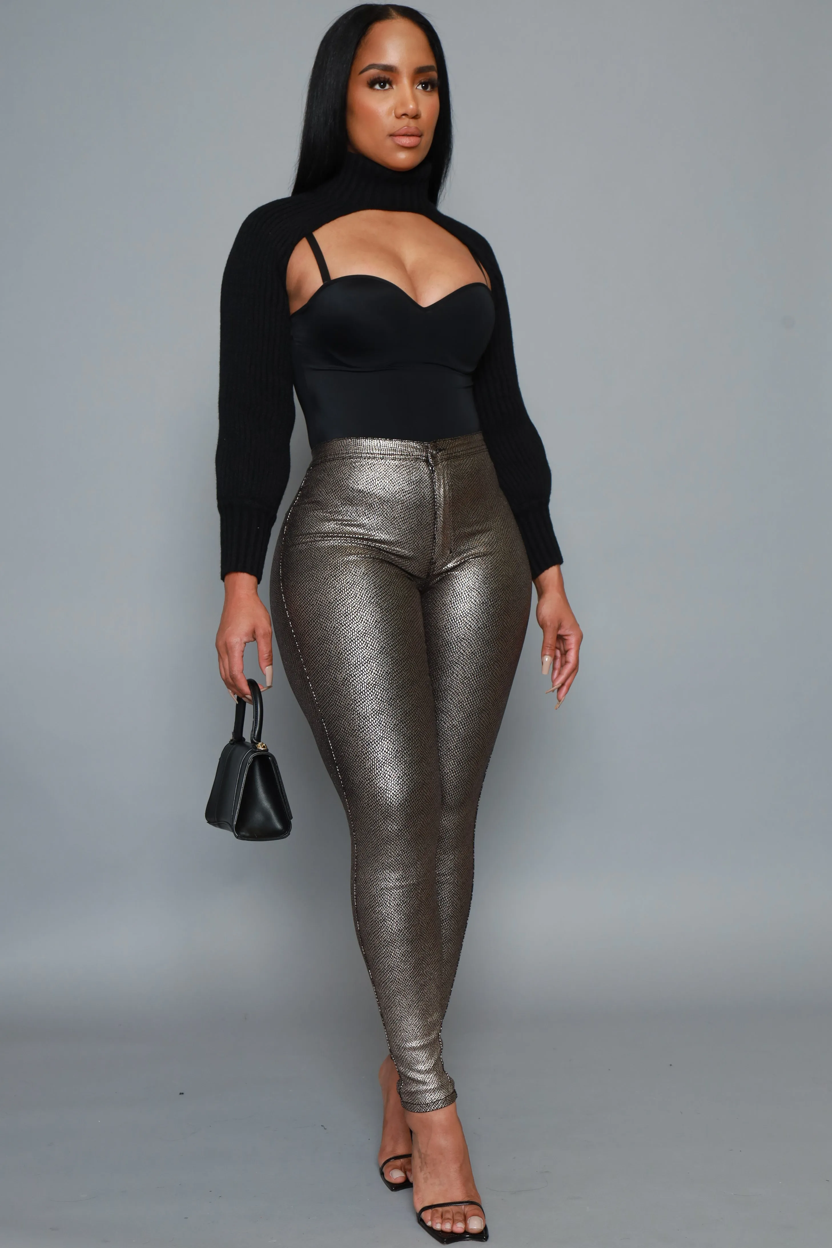 One Night Metallic High Rise Pants - Silver