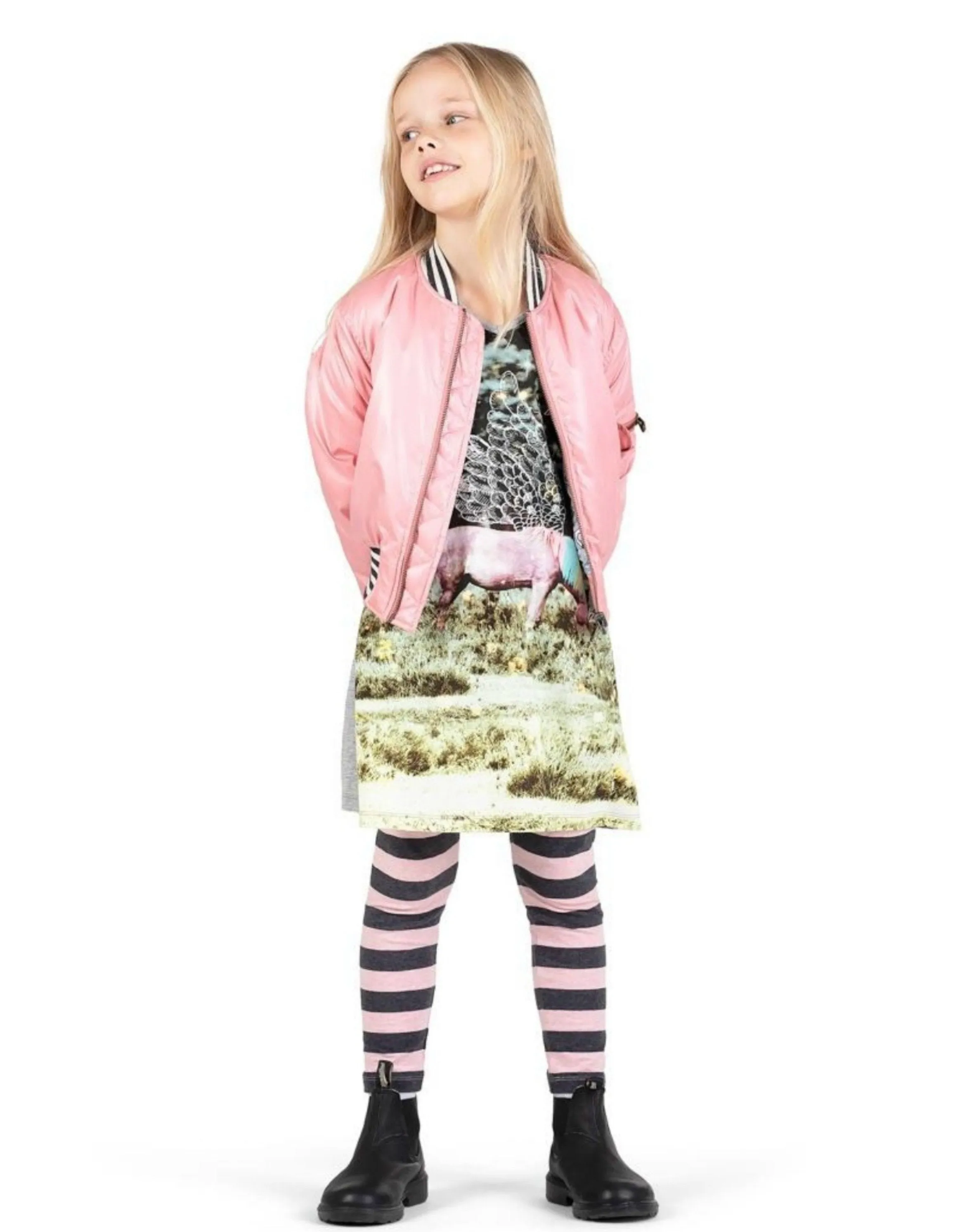 Paper Wings Pink Stripe Leggings