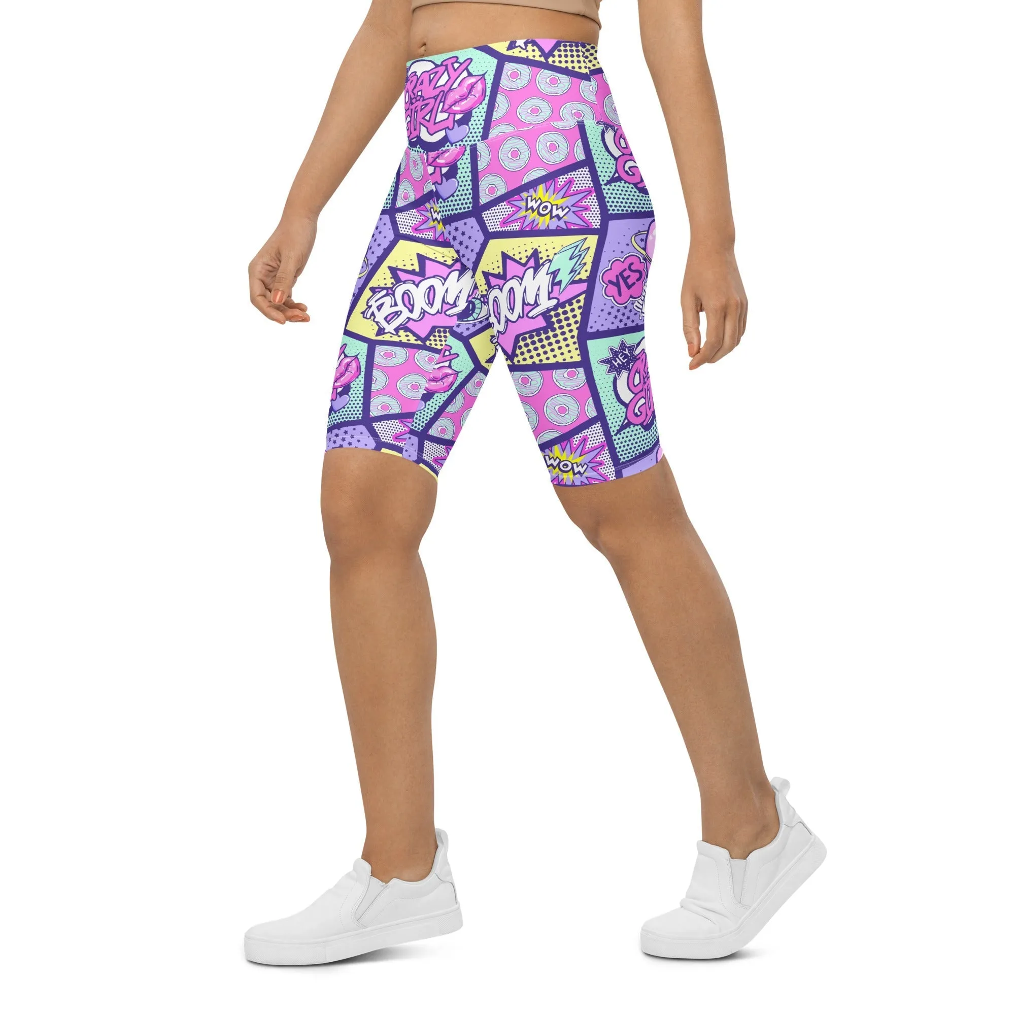 Pastel Comic Book Biker Shorts