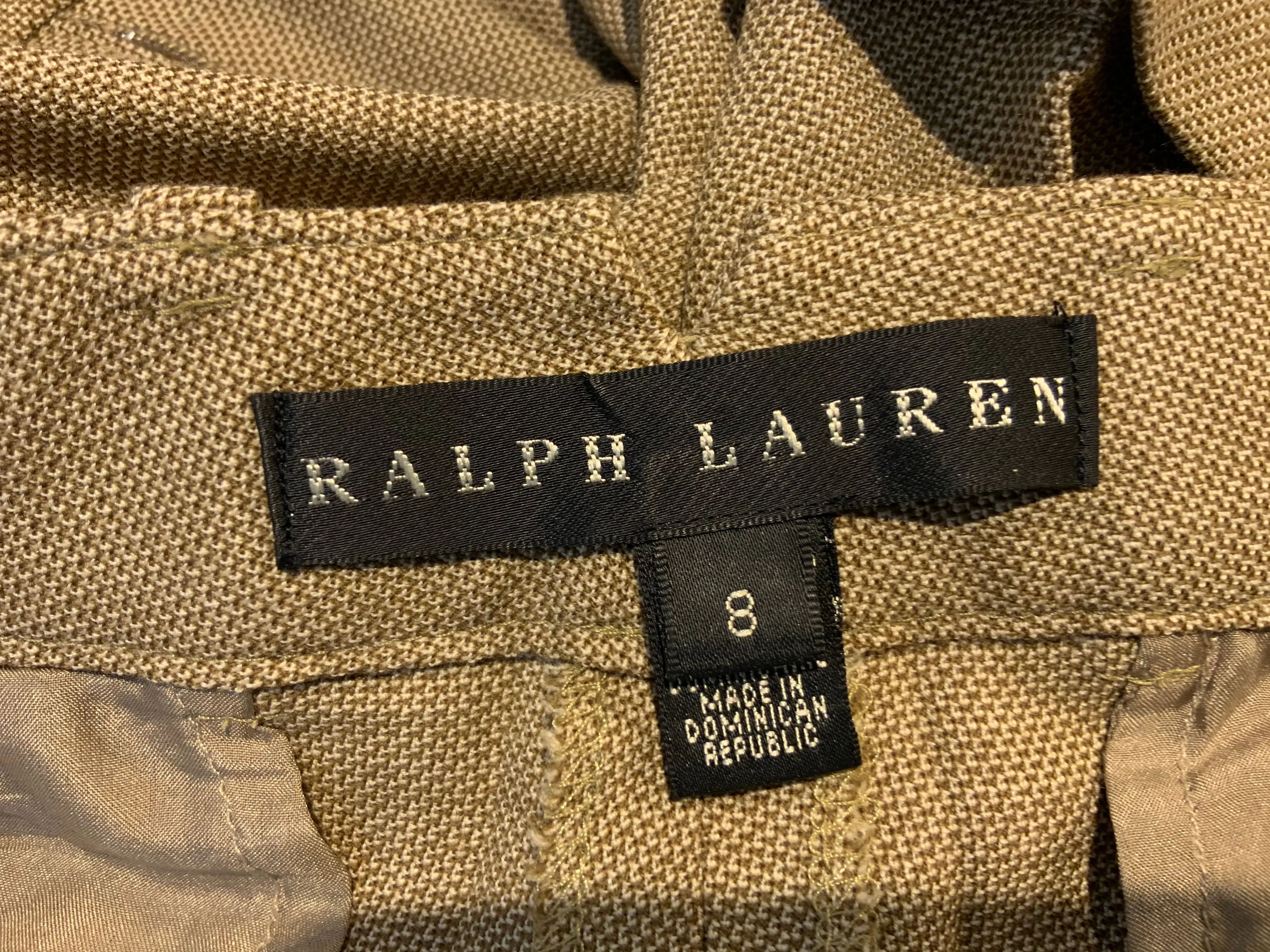 Ralph Lauren Black Label Brown Straight Cashmere Wool Pants Trousers Size US 8 ladies