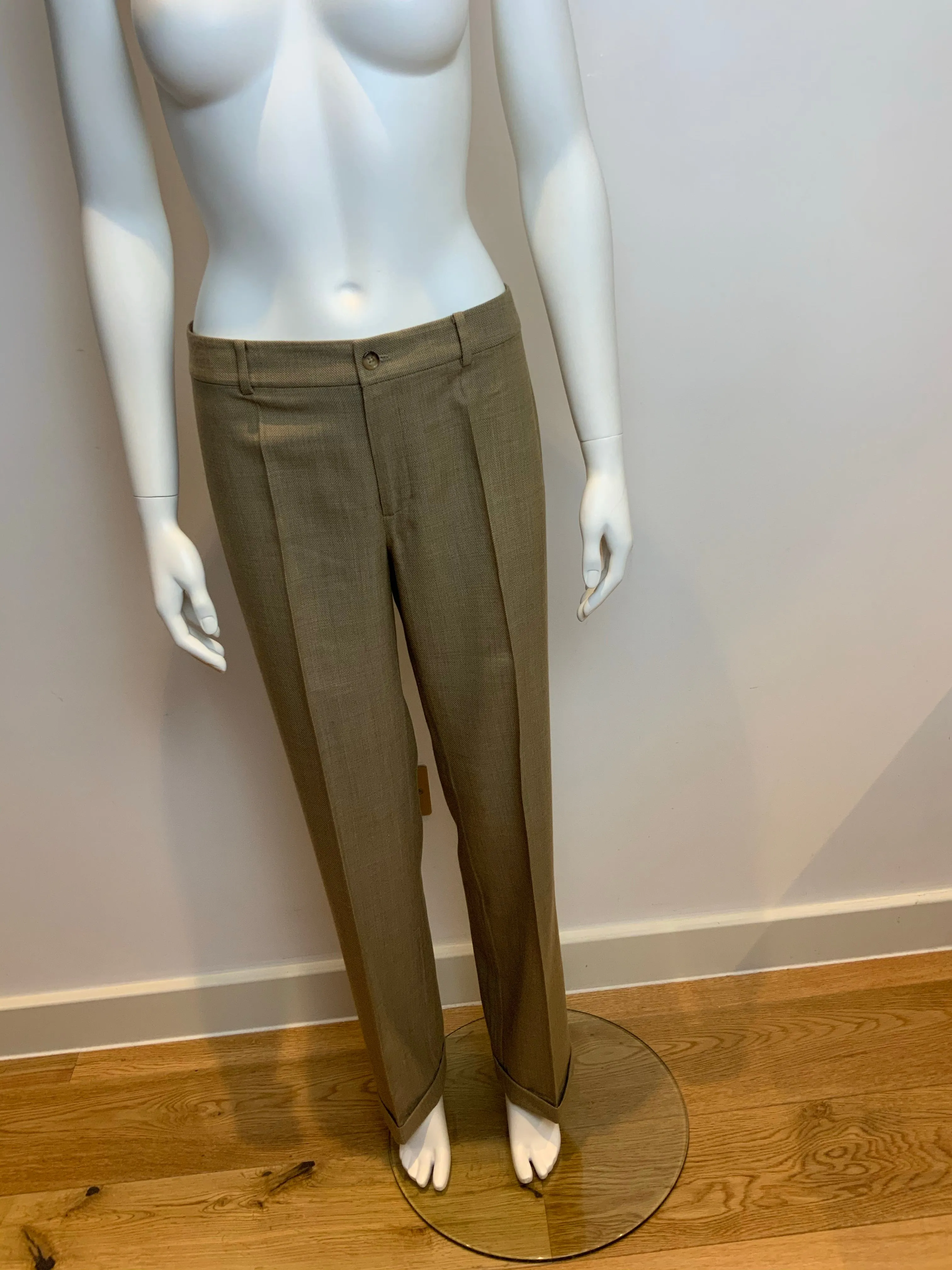 Ralph Lauren Black Label Brown Straight Cashmere Wool Pants Trousers Size US 8 ladies