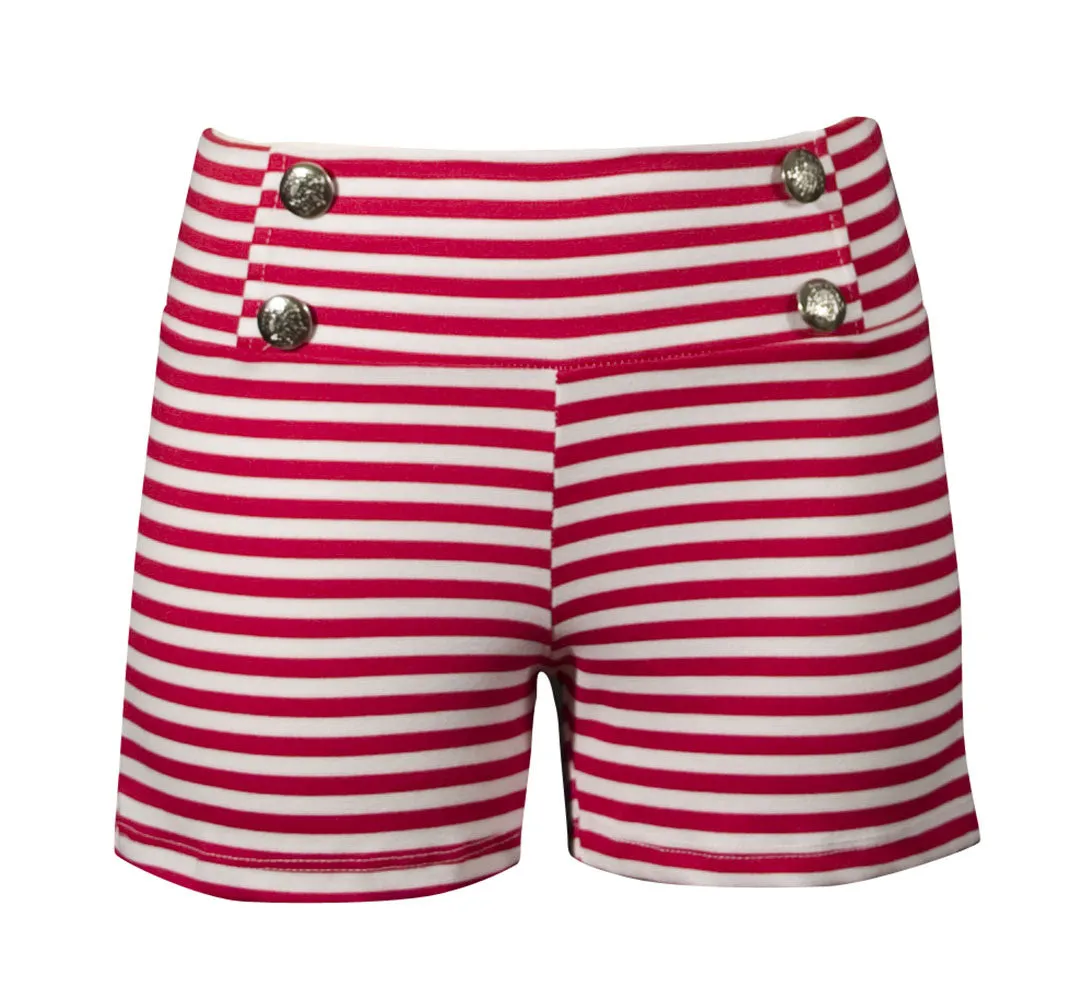 Red Sailor Striped Shorts