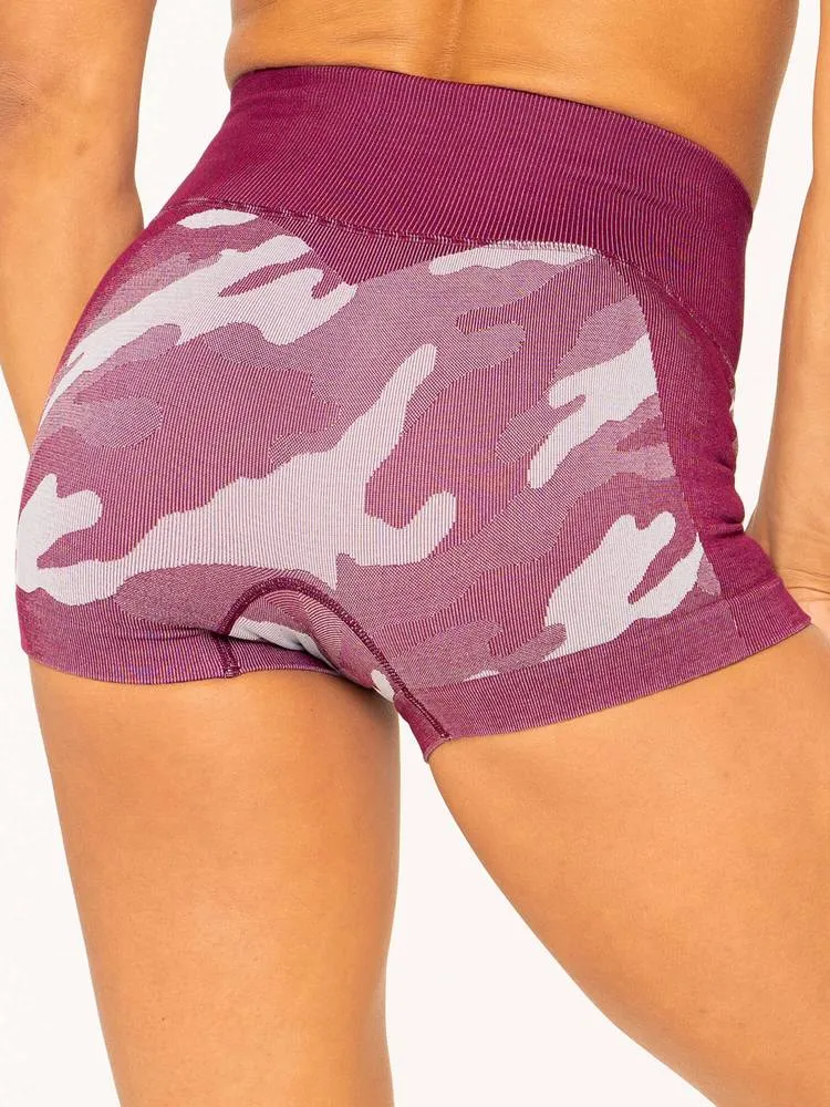 Ryderwear Camo Seamless Booty Shorts - Burgundy Camo