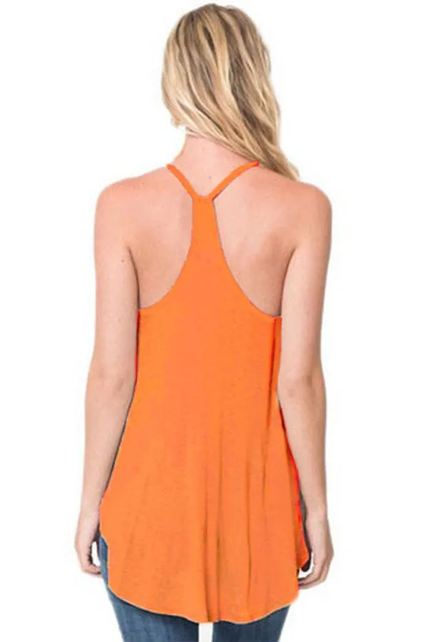 Sexy Orange Racerback Flowy Cami Tank Top