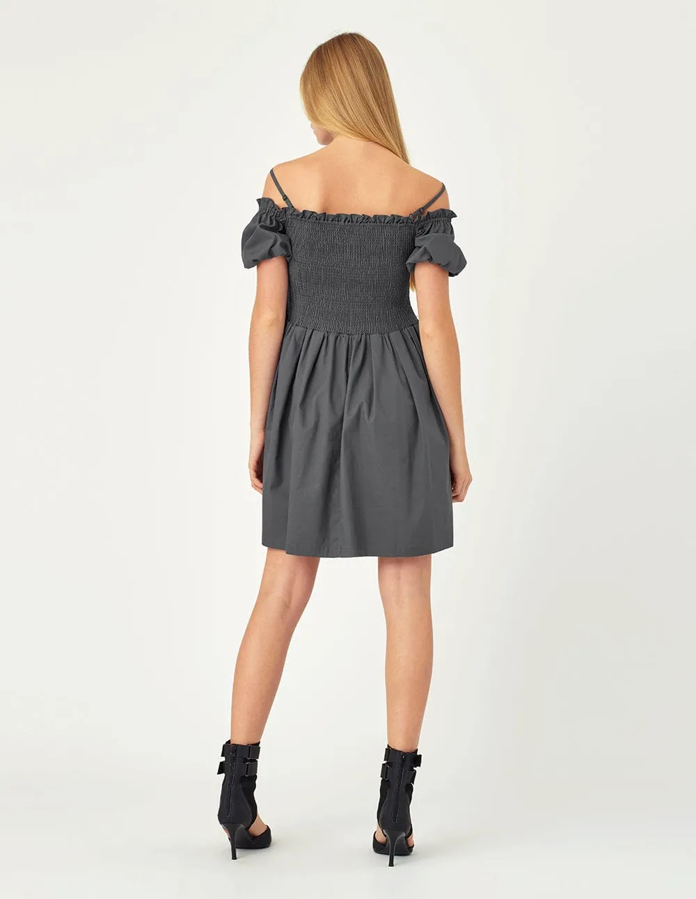 Sling One Shoulder Puff Sleeves Dress