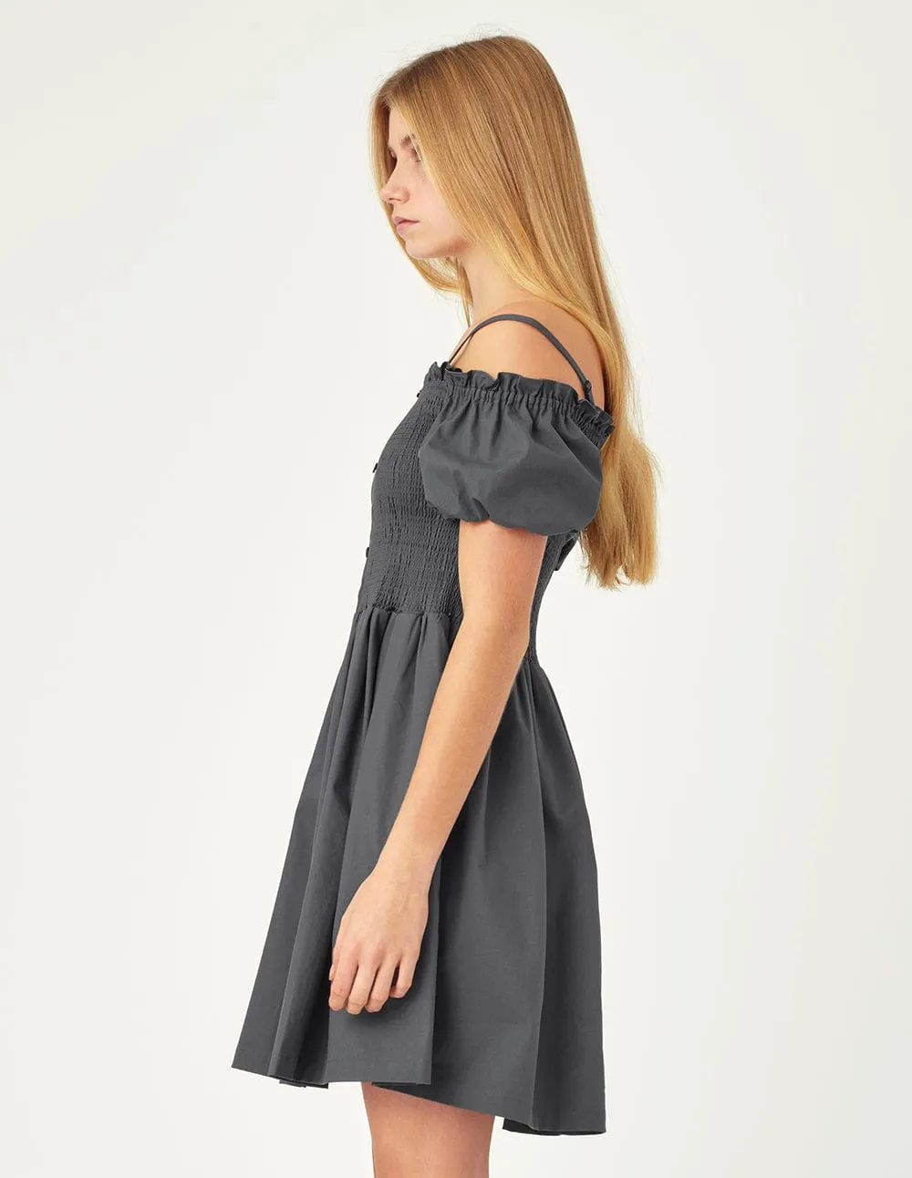 Sling One Shoulder Puff Sleeves Dress