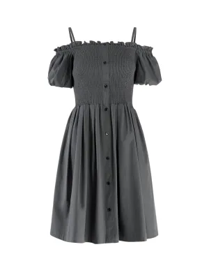 Sling One Shoulder Puff Sleeves Dress