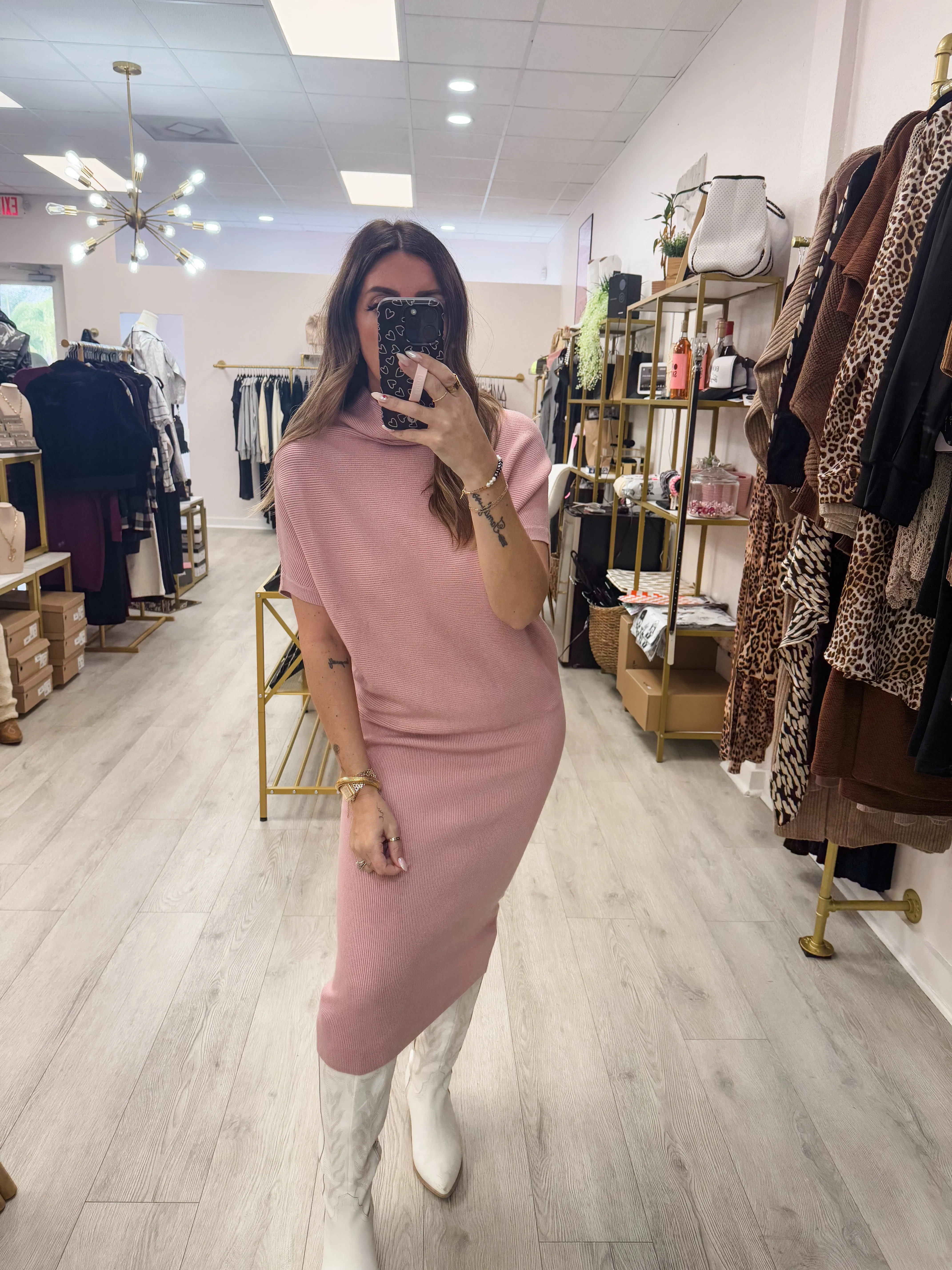 Slouch Neck Dolman Midi Dress