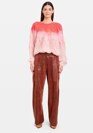SUEDE LIZARD PRINT CARGO PANTS CACAO