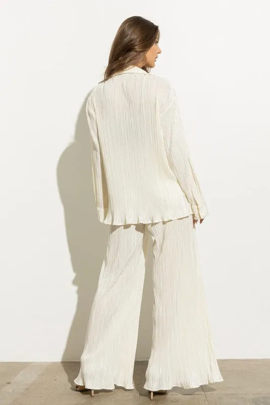 Sunny Pleated Blouse Pants Set