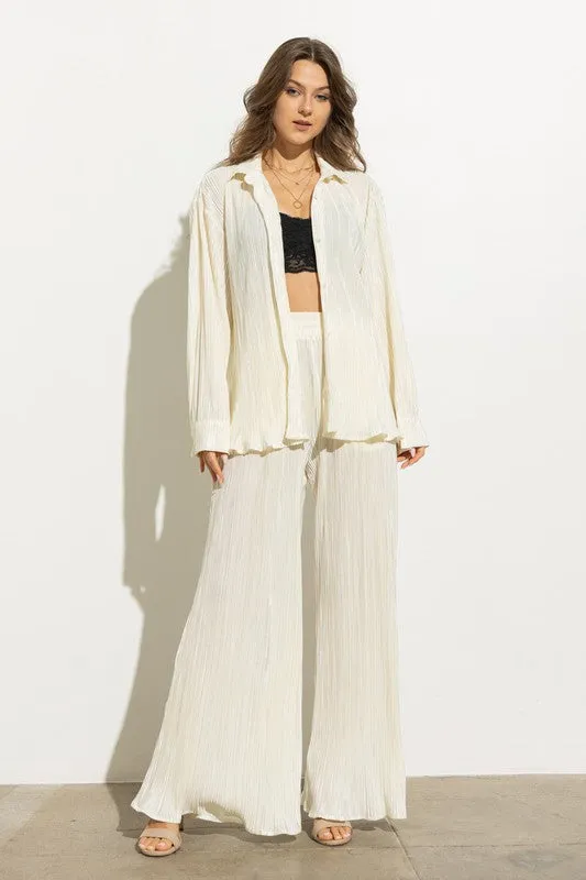 Sunny Pleated Blouse Pants Set