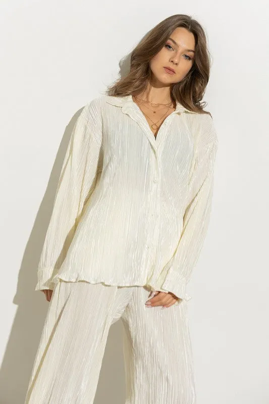 Sunny Pleated Blouse Pants Set