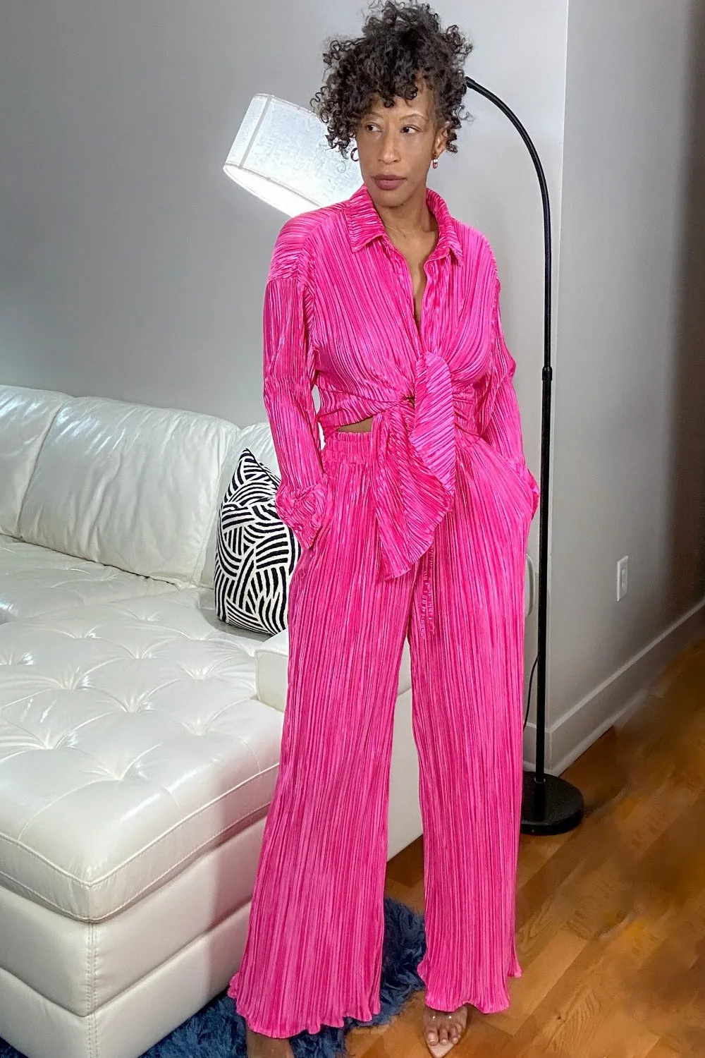 Sunny Pleated Blouse Pants Set