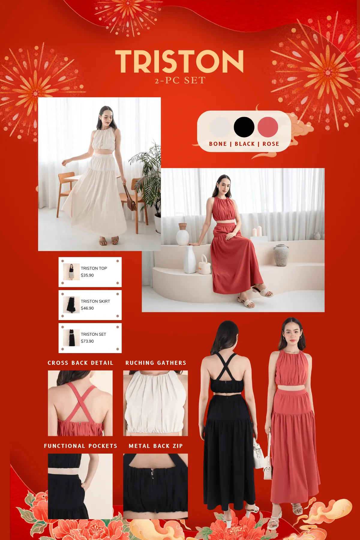 TRISTON MAXI SKIRT IN BONE