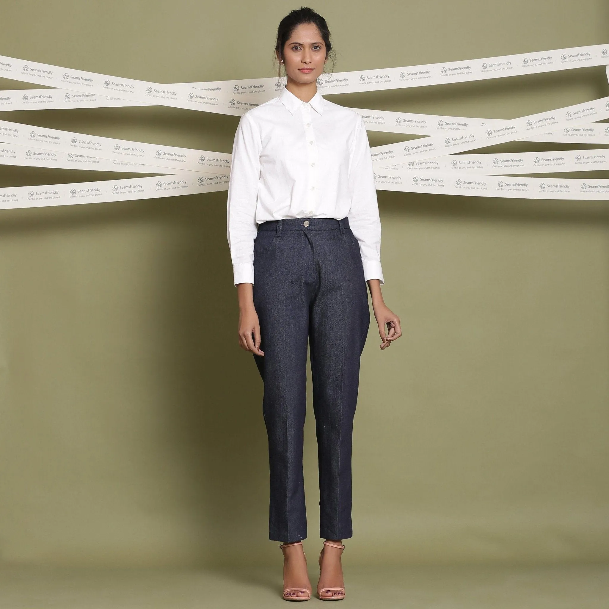 White 100% Cotton Cuff Sleeves Button-Down Shirt